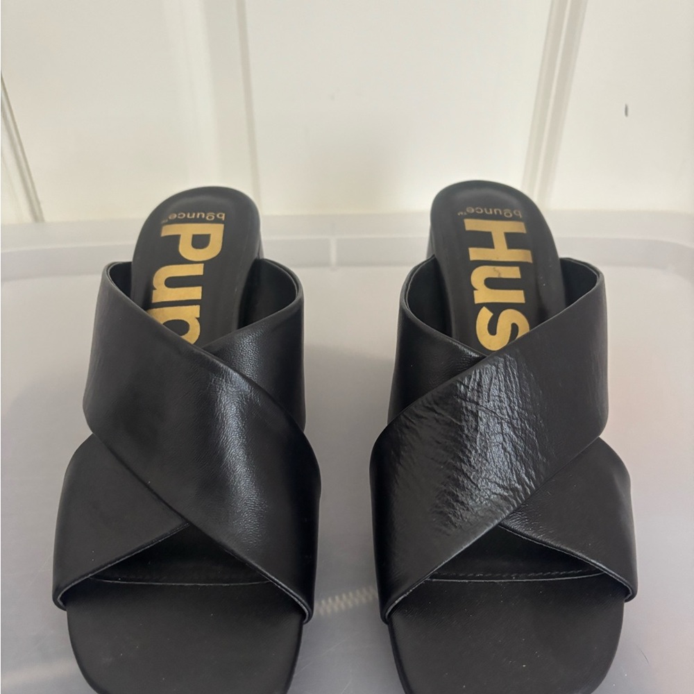 Hush Puppies Black Mules Modern Crossover Design